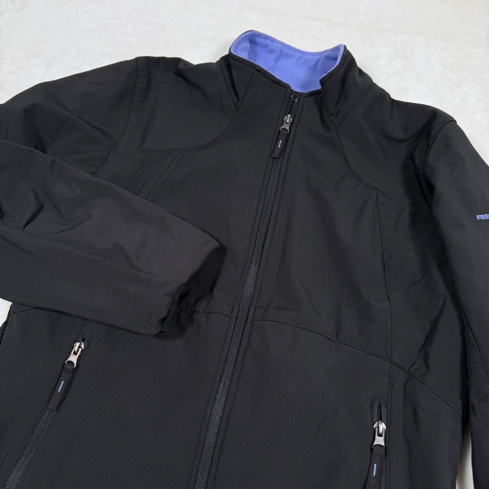 Free Country Womens Black Softshell Fleece Lined Jacket Large Full Zip Mock Neck